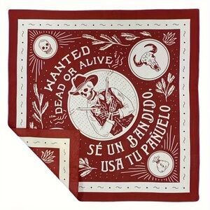 ☠️ Western “Wanted” Skeleton Bandana Scarf